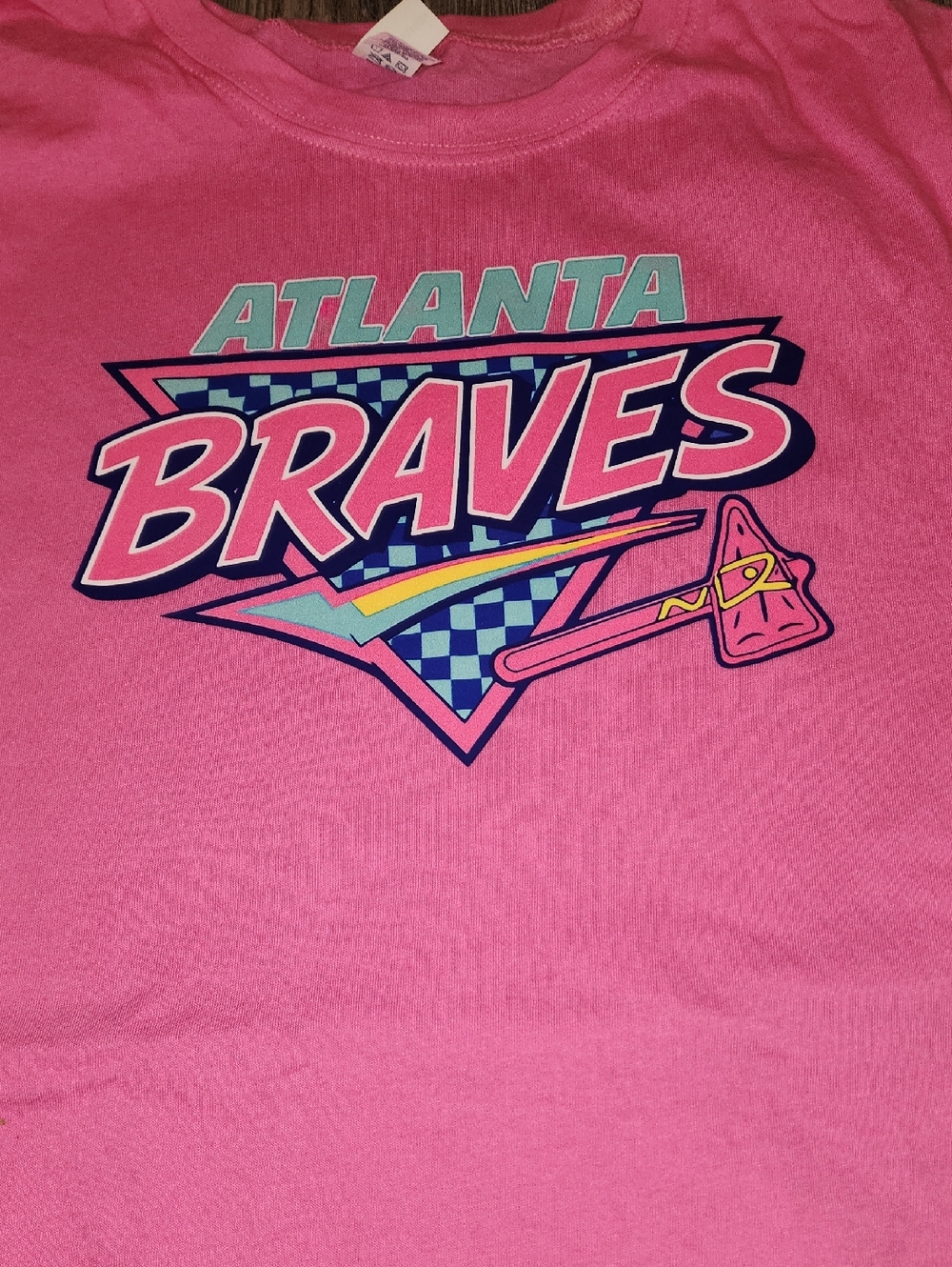 Atlanta Braves Pink Graphic Tee | Women’s Medium | Handmade | MLB Fan Shirt